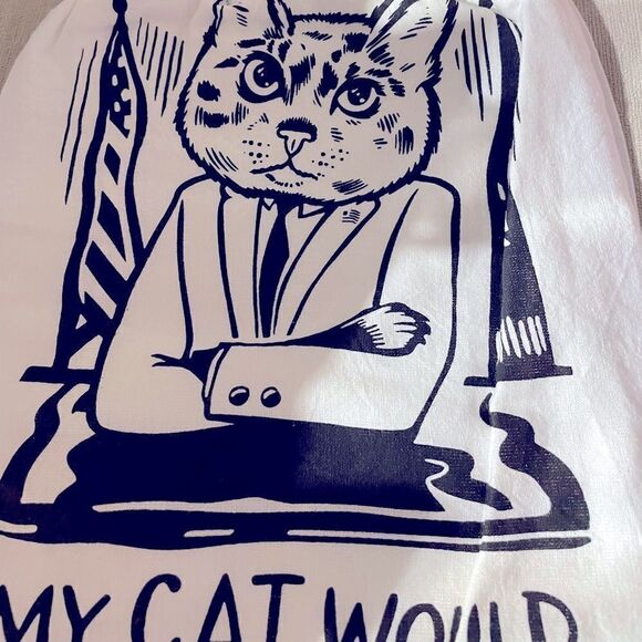 Primitives by Kathy New Dish Towel Floursack Cat President from NWT - Picture 3 of 8